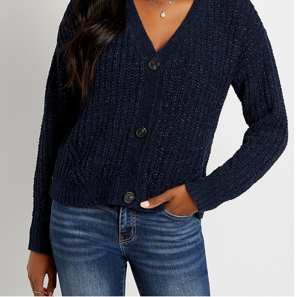 Maurices Solid Metallic Button Down Cardigan - image 2